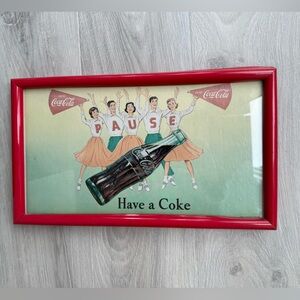 Vintage 1950s Coke (Coca-Cola) Red Framed Placemat with Cheerleaders
